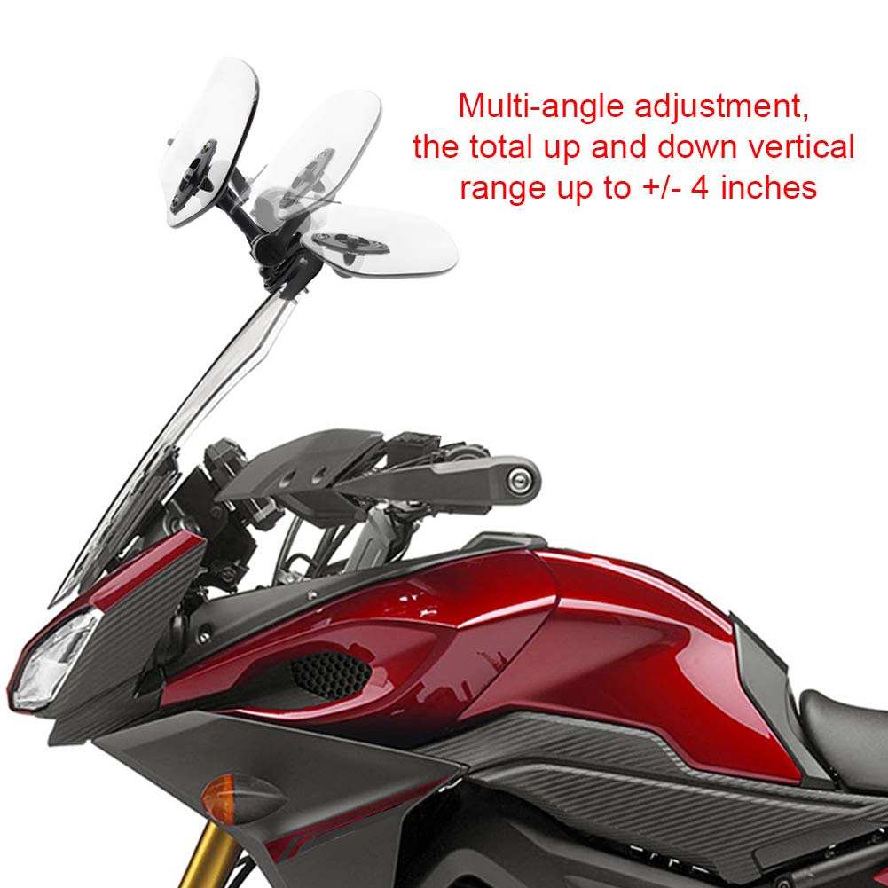 Motoparty Motorcycle Windshield Extension - Universal Adjustable Clip-On Windscreen Extender- For Honda Suzuki Kawasaki Yamaha A