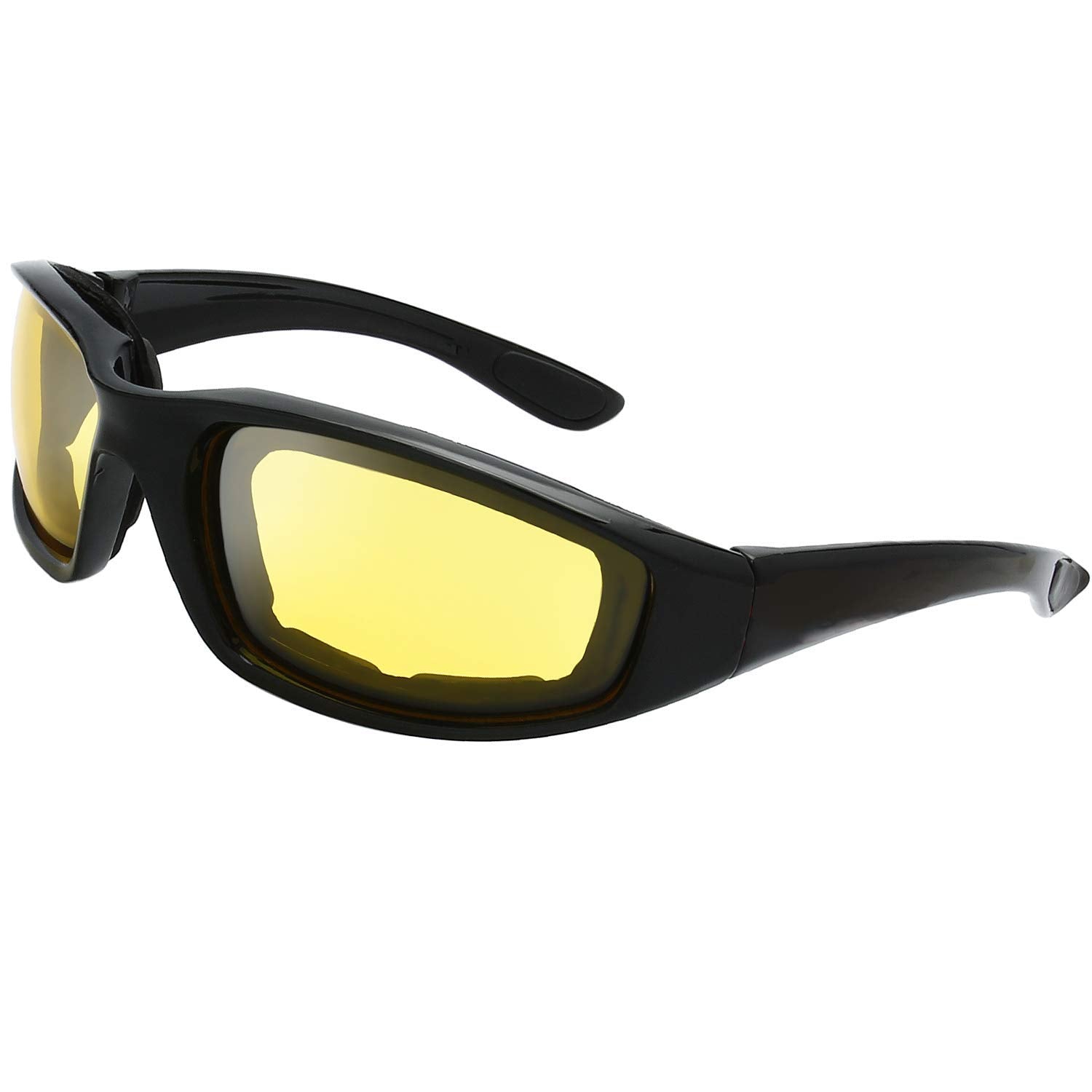 The Fresh Motorcycle Riding Glasses Padded Frame Lens Block 100% UVB for Outdoor Activity Sport (1401-Matte Black, 1 Pair of Nig