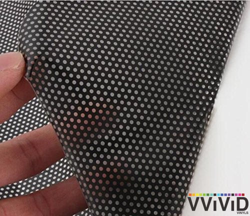 Vvivid Black Perforated One-Way Vision Vinyl Automotive Window Wrap Roll (2.5Ft X 4Ft 2 Roll Pack)
