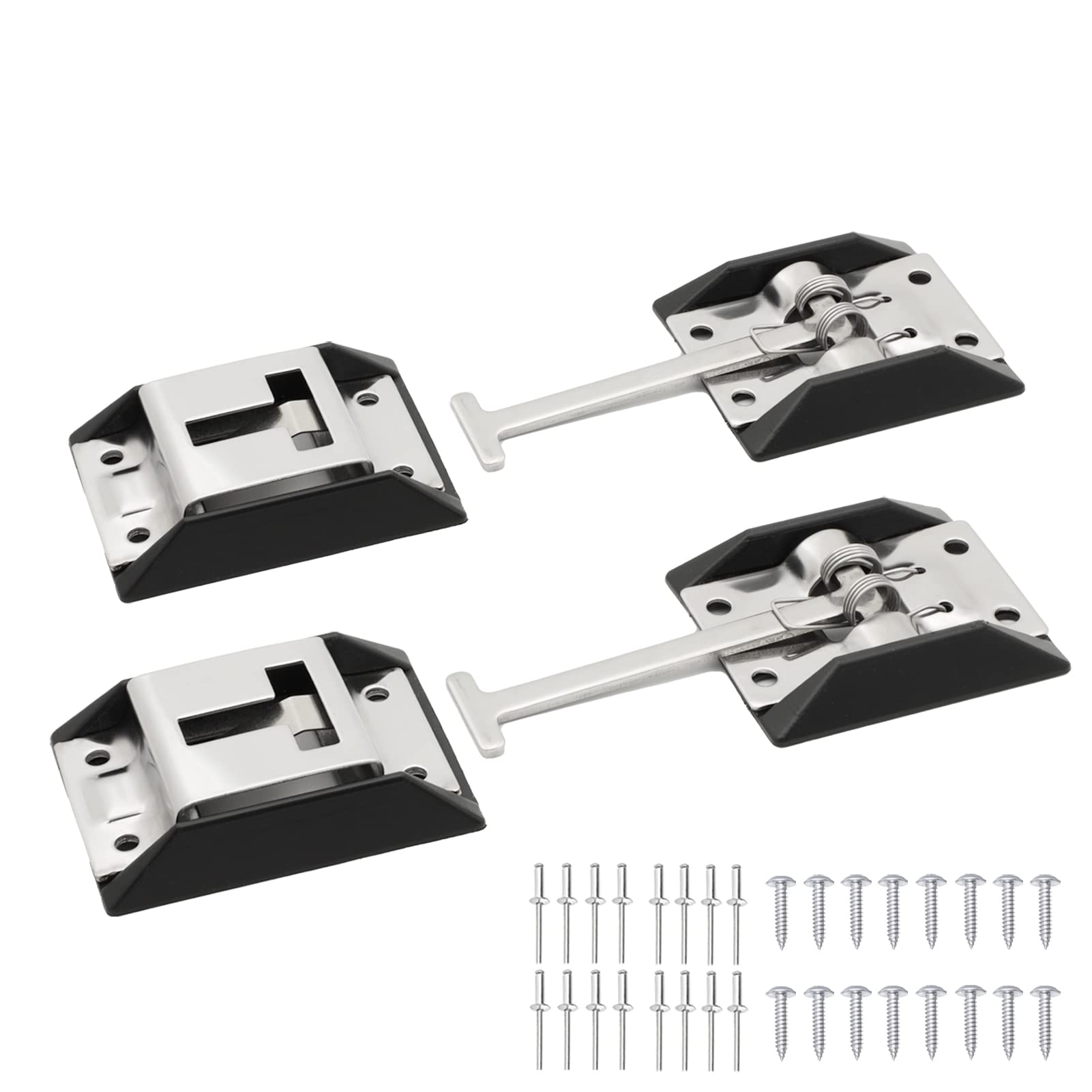 ESUDNT RV Door Holder 304 Stainless Steel Thicker T-Style Entry Door Catch Latch for Camper, Travel Trailer, Cargo (2 Pack, Scre