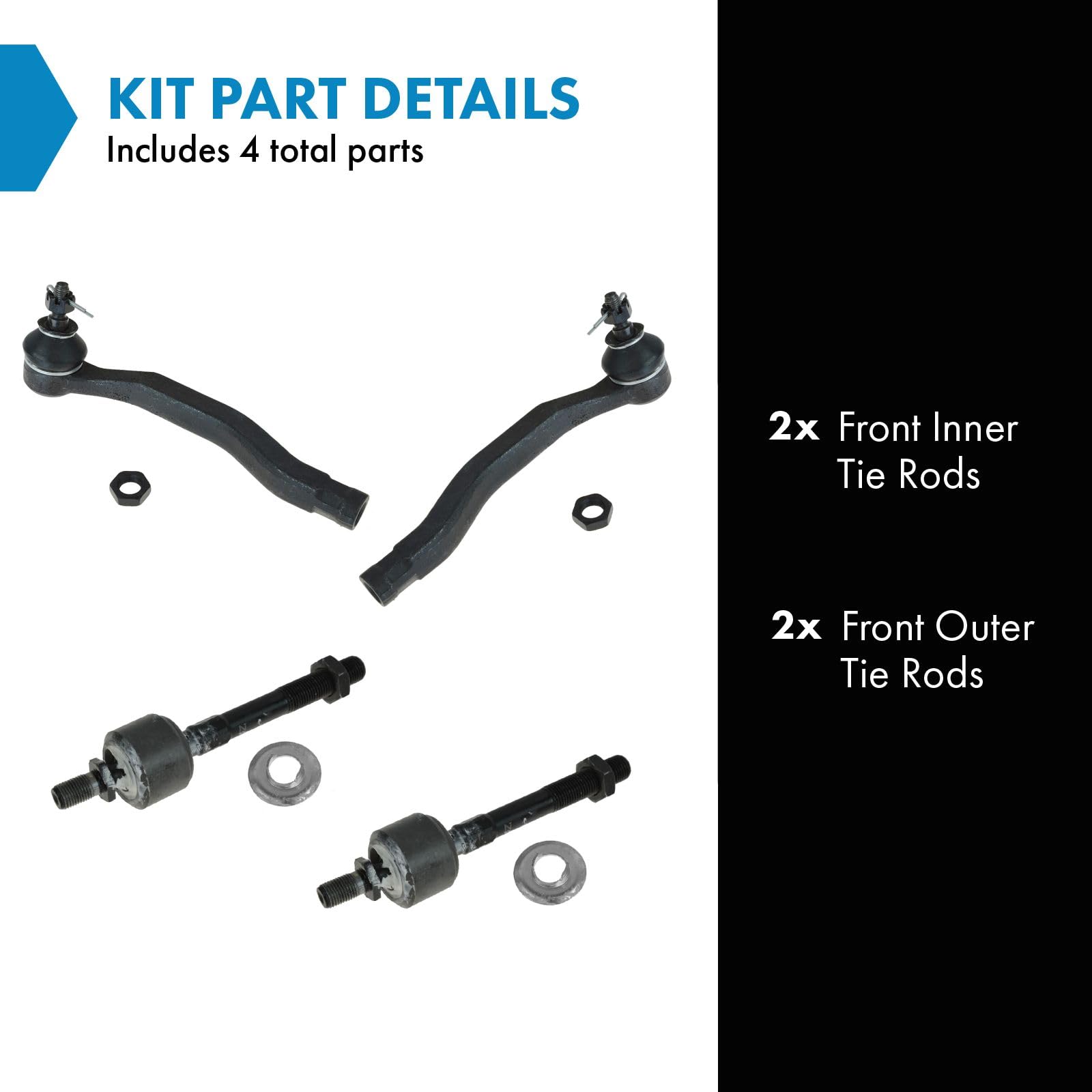 Trq Front Tie Rod Set Compatible With 1997-1999 Acura Cl 1994-1997 Honda Accord 1995-1998 Odyssey 1996-1999 Isuzu Oasis