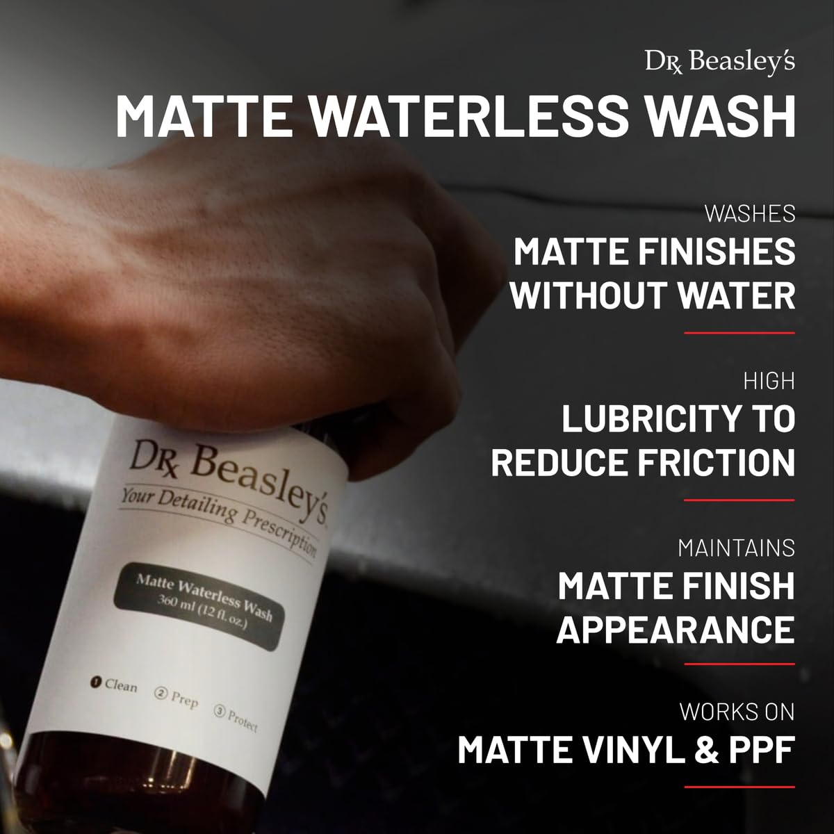 Dr. Beasley's Matte Waterless Wash 1 Gal - No Water Needed, Easily Removes Dirt & Dust, High Lubricity Formula Safe for Surfaces, Made for All Matte Finishes, Vinyl, PPF