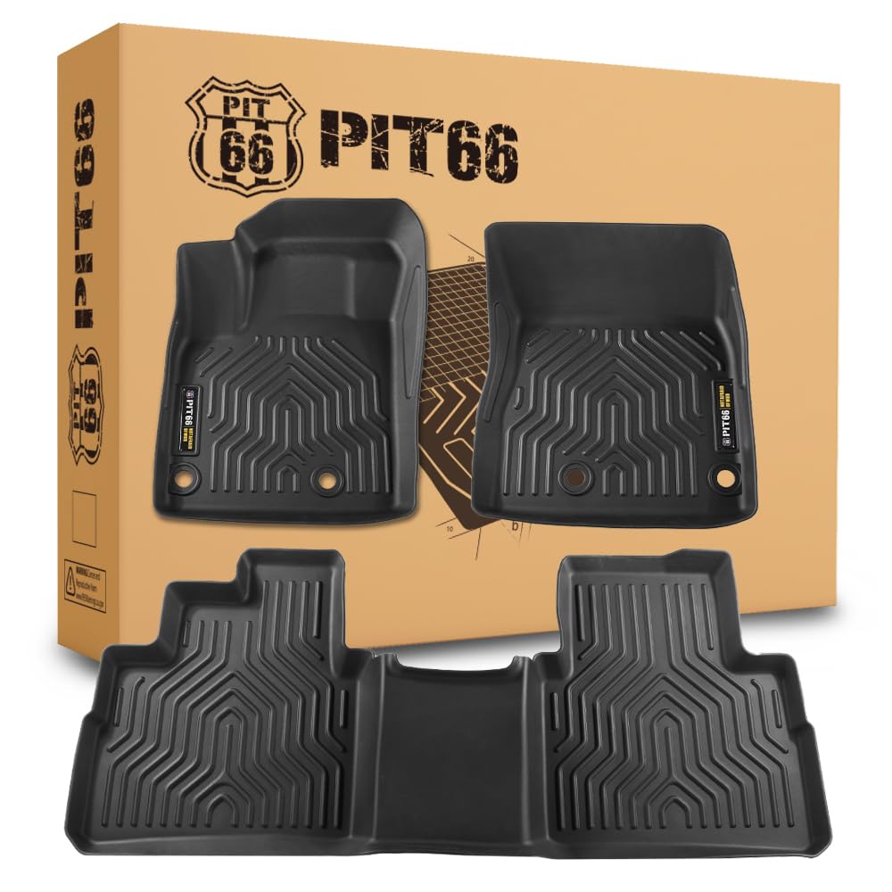 Pit66 Floor Mats Compatible With 2021-2024 Nissan Rogue (No Sport Models) (Heavy Duty) Tpe 3-Piece Premium,Black