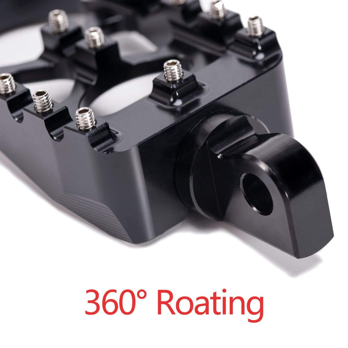Hopider Cnc Wide Foot Pegs 360° Roating Mx Chopper Bobber Style For Harley Dyna Sportster Fatboy Iron 883,Black
