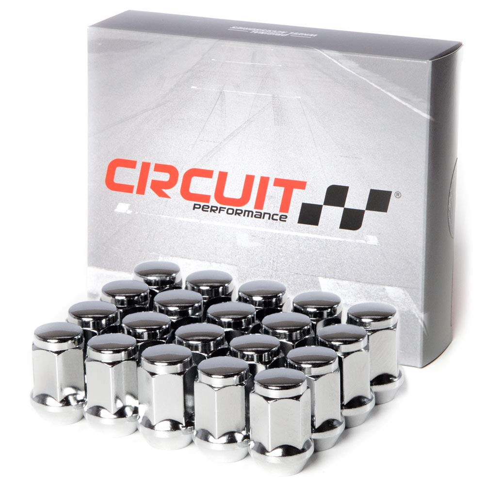 Circuit Performance 7/16 Chrome Closed End Bulge Acorn Lug Nuts Cone Seat Forged Steel (20 Pieces)