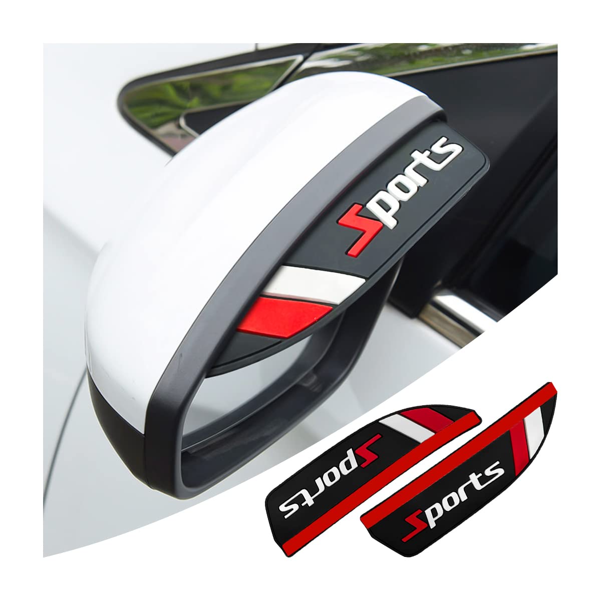 2Pcs Rear View Mirror Rain Visor Guard, Rain Shield Sun Visor Side Blocker Cover, Waterproof Smoke Guard Auto Eyebrow Cover, Car Side Mirror Accessories For Suv Vehicle And More (Red/Sports)