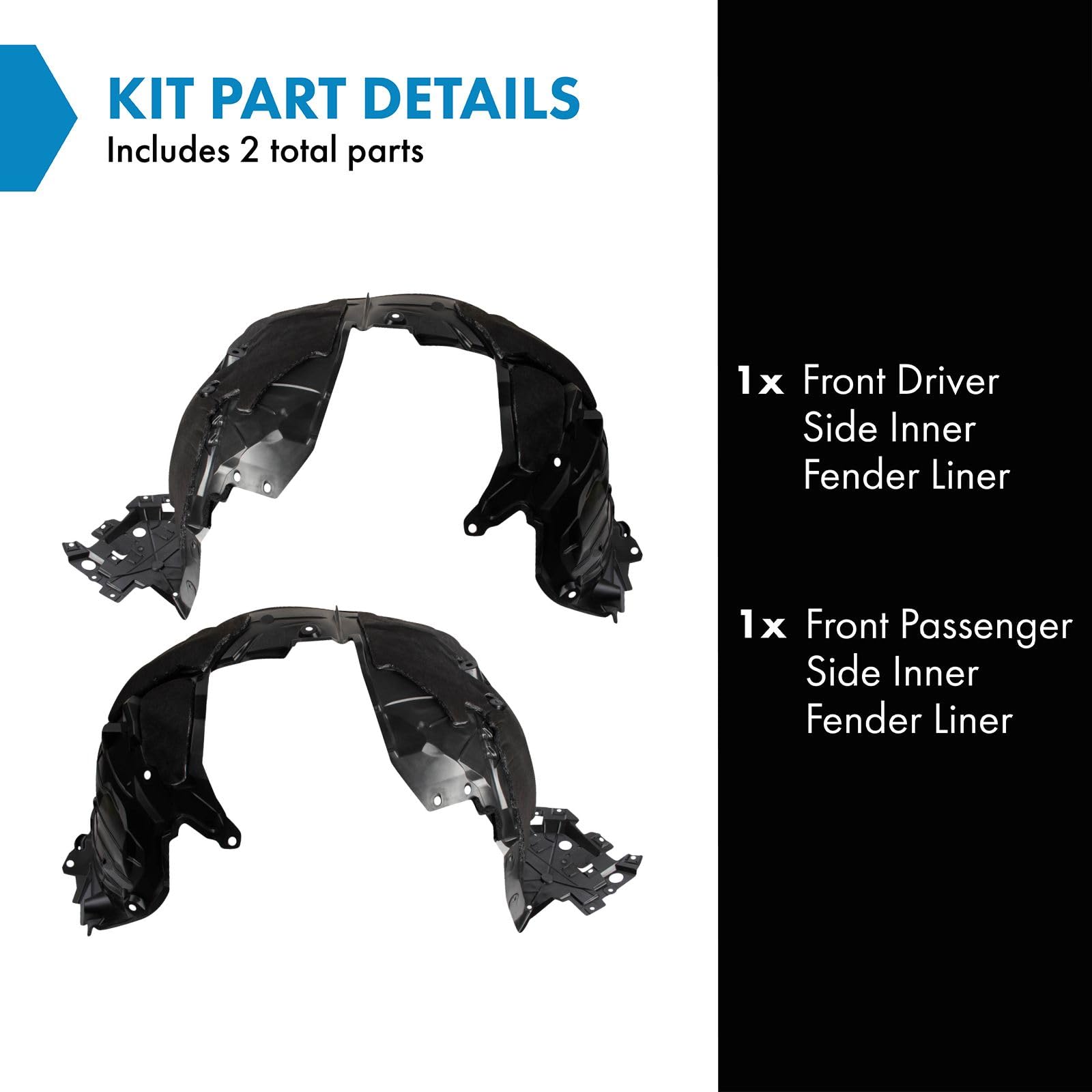 Trq Front Inner Fender Liner Set Compatible With 2021-2023 Nissan Rogue Ni1248183 Ni1249183