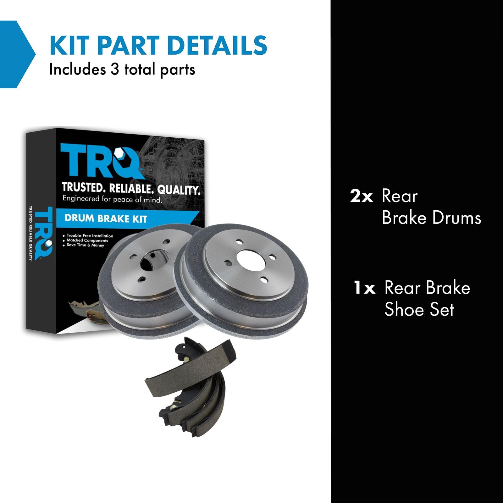 TRQ Brake Drum & Shoe Rear Kit Compatible with Chevy Cobalt Pontiac G5 Saturn Ion