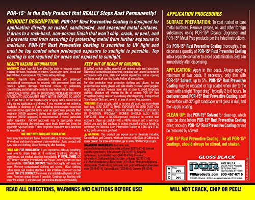 Por-15 Rust Preventive Paint, Stop Rust And Corrosion Permanently, Anti-Rust, Non-Porous Protective Barrier, 32 Fluid Ounces, Gloss Black