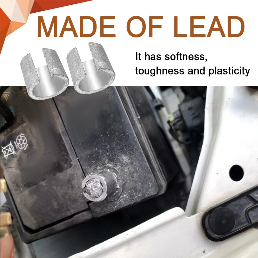 RGOAANC 2 Pair Battery Post Shim Lead, Car Battery Terminal Connector, Car Battery Negative Battery Terminal Adapter Positive Po