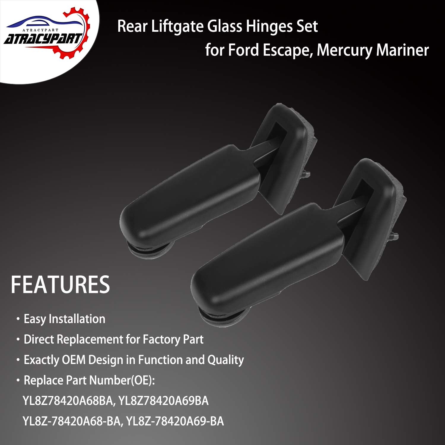 Rear Window Hinge Set Liftgate Glass Hinge Right & Left | For 2001-2007 Ford Escape 2005-2007 Mercury Mariner | #Yl8Z78420A68Ba,