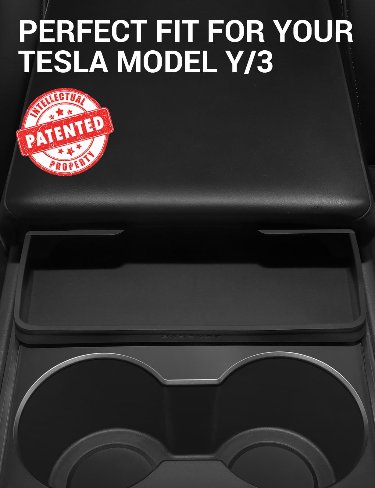BASENOR Tesla Model 3 Model Y Center Console Sunglasses Holder Armrest Box Silicone Eyeglasses Storage Box Key Card Phone Holder