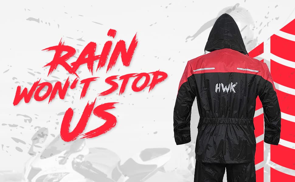 Hwk Motorcycle Rain Suit For Men And Women, Two-Piece Waterproof Motorcycle Rain Gear With Reflective Rain Jacket And Rain Pants