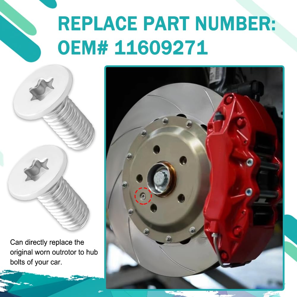 4PCS Brake Rotor Screw, Brake Rotor Bolt, Rotor Screws for Brake Discs, 11609271 Stainless Steel Brake Parts Car Front&Rear Reta