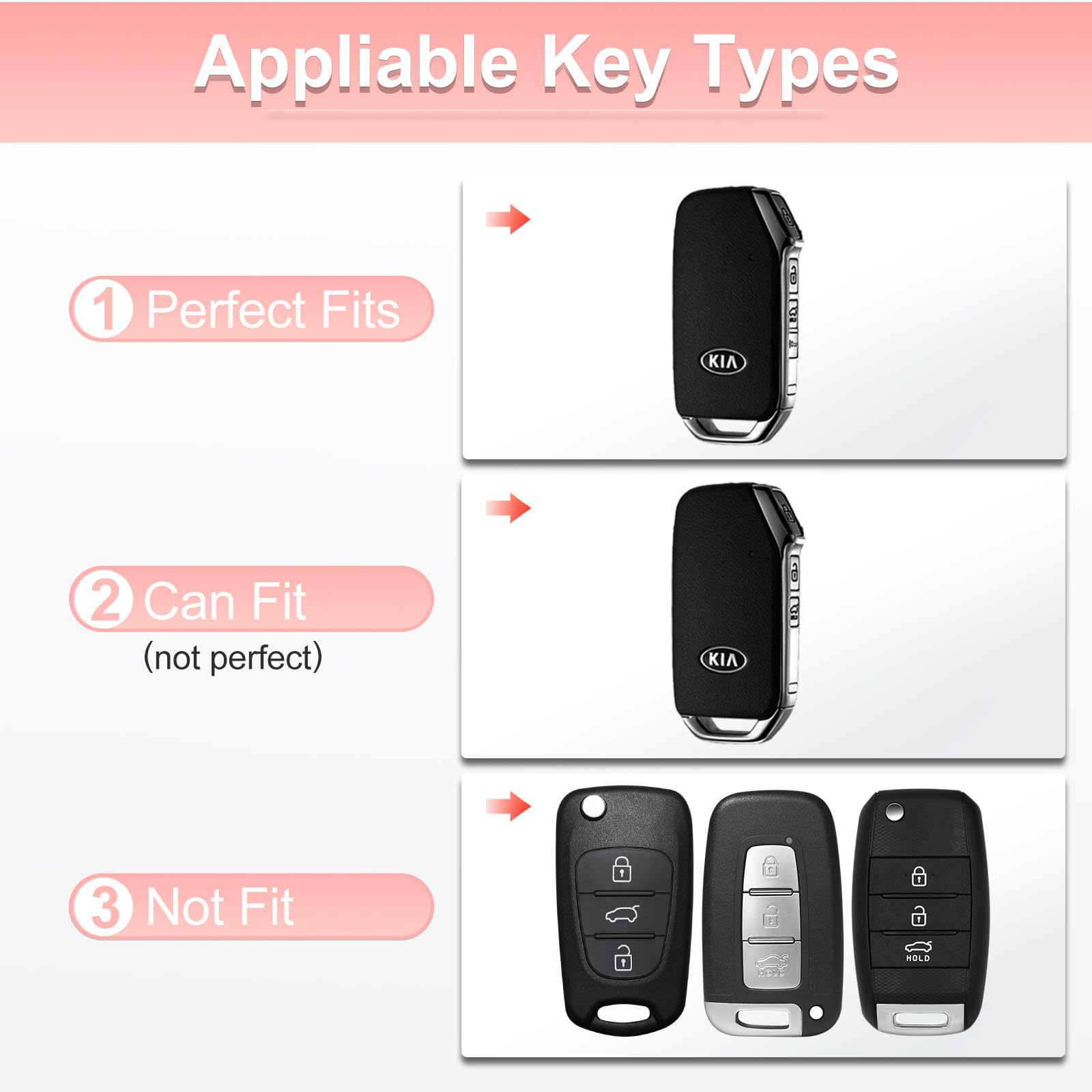 Pangpai Pink Key Fob Cover for Kia, Soft TPU Key Case Protection with Bling Keychain Fit for Kia Cerato Ceed Forte NIRO Sorento