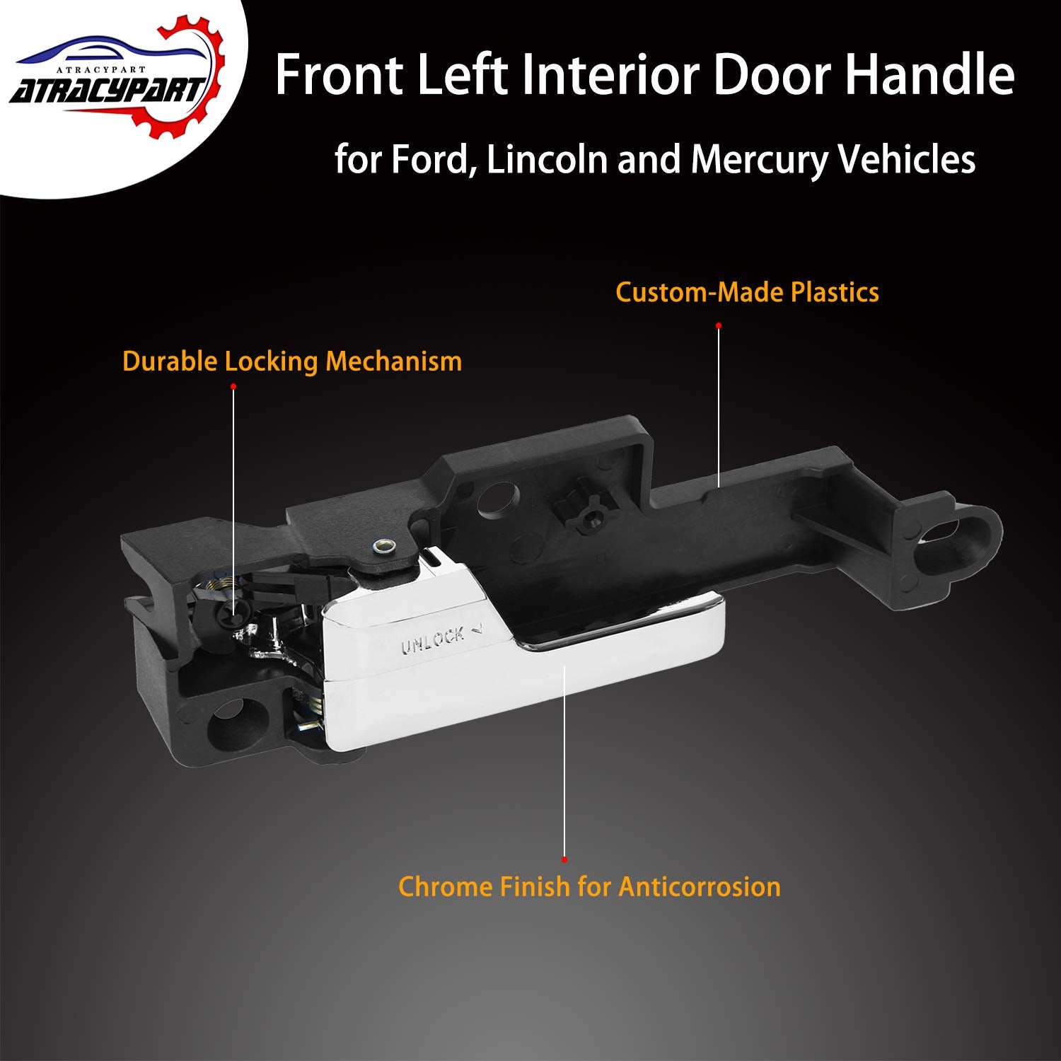 ATRACYPART Interior Door Handle Front Left Driver Side - for 2006-2012 Ford Fusion 2007-2012 Lincoln MKZ 2006 Lincoln Zephyr 200