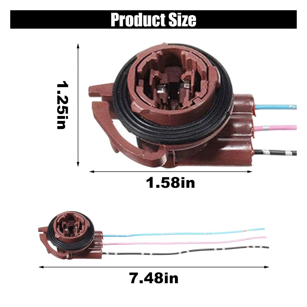 2Pcs 3156 3157 Pre-Wired Harness Sockets, Car Led Bulbs Socket Adapters, Bulb Pigtail Socket Plug Connectors For Turn Signal Bul