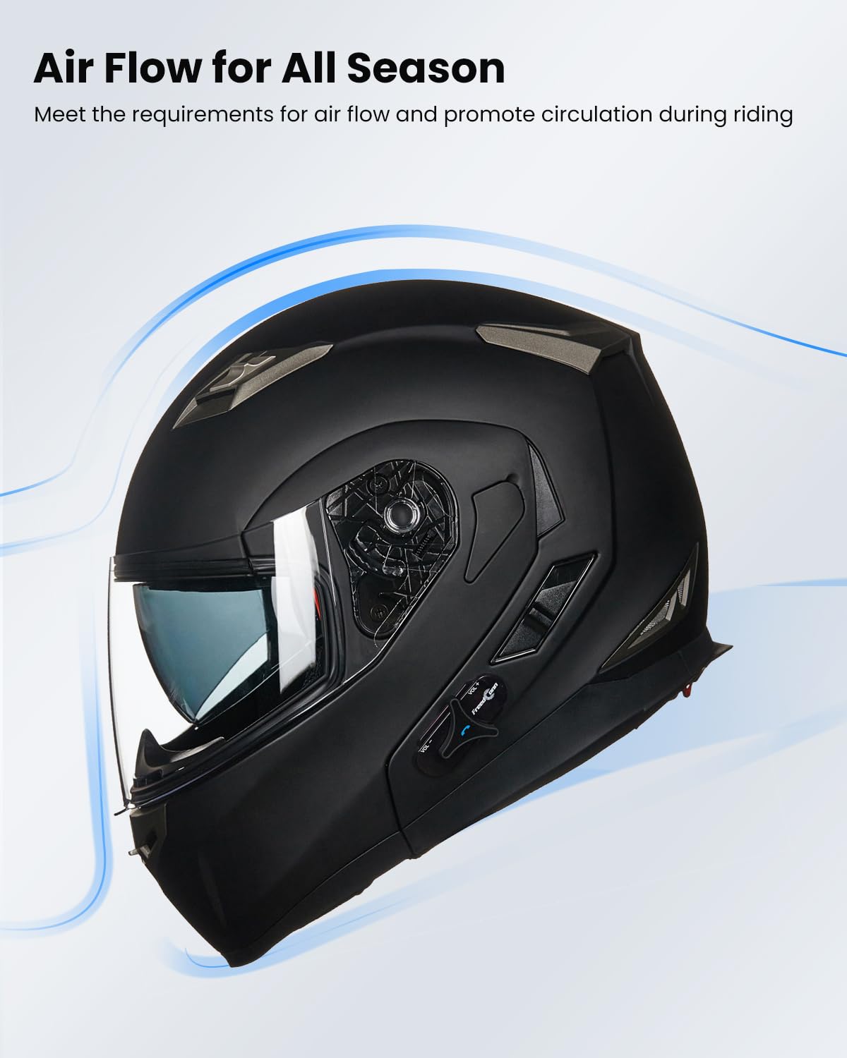 Ilm Bluetooth Integrated Modular Flip Up Full Face Motorcycle Helmet Sun Shield Mp3 Intercom Model 953Pro (S, Matte Black)