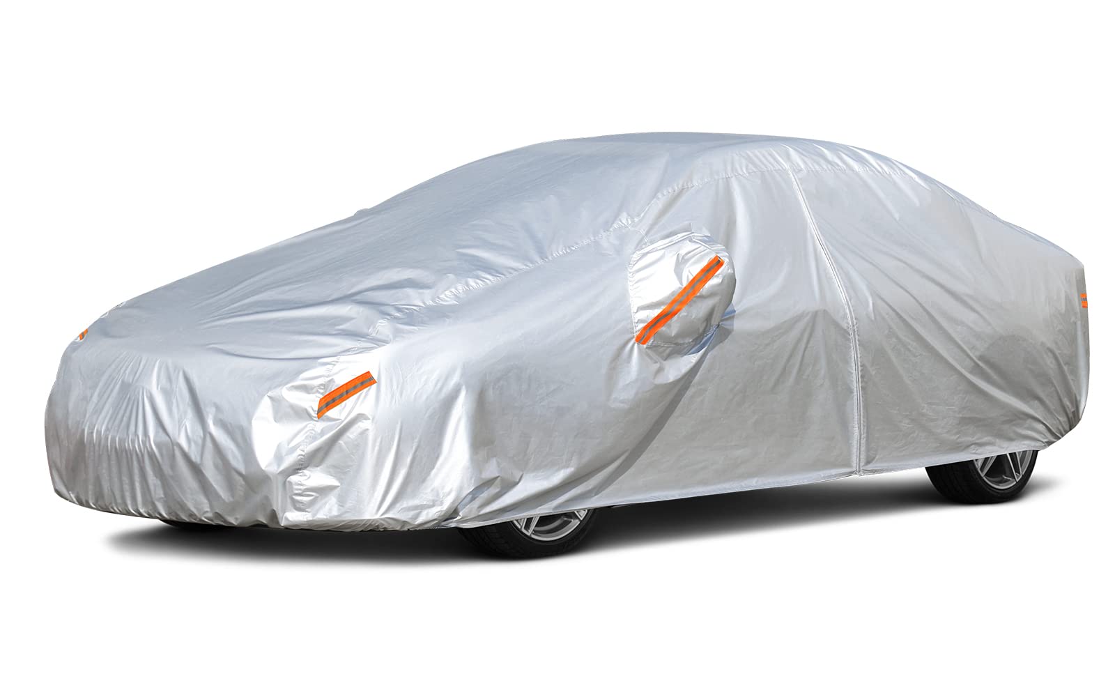Kayme car covers for Automobiles Waterproof All Weather Sun Uv Rain Protection with Zipper Mirror Pocket Fit Sedan (194 to 208 I