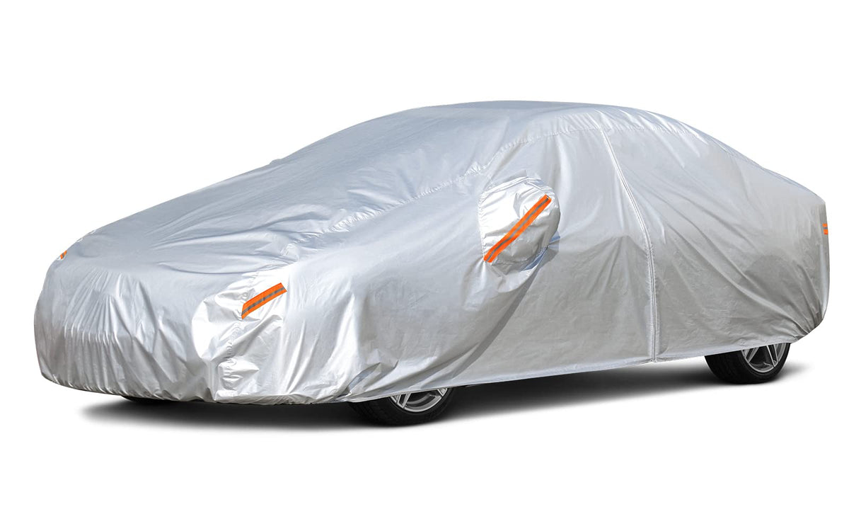 Kayme Car Covers for Automobiles Waterproof All Weather Sun Uv Rain Protection with Zipper Mirror Pocket Fit Sedan (186 to 193 I