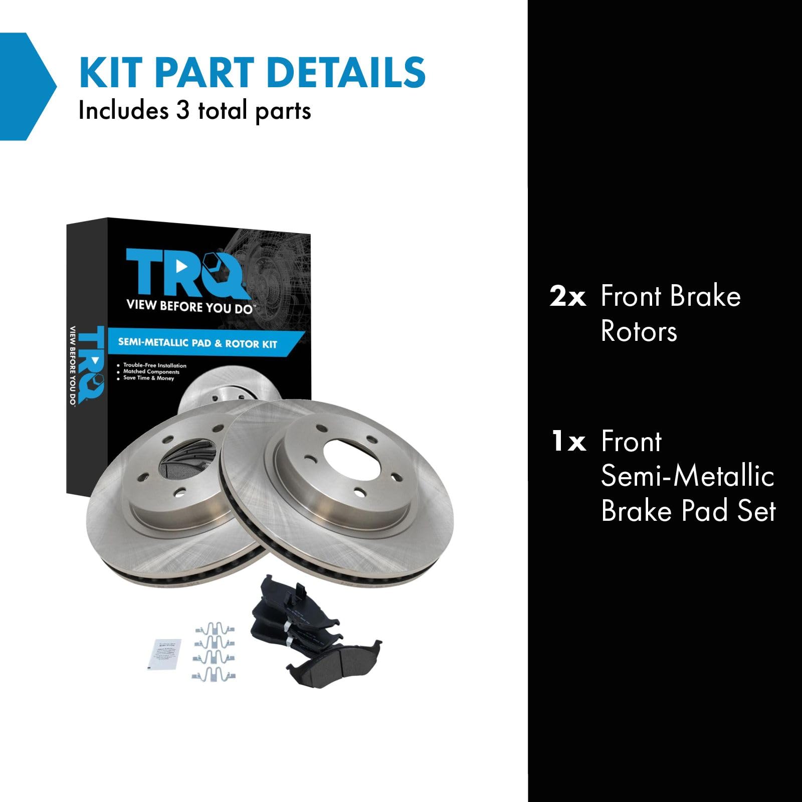 Trq Front Brake Pad & Rotor Kit Brake Pads Brake Rotor Semi-Metallic Compatible With 1999-2004 Chrysler 300M 1998-2004 Concorde