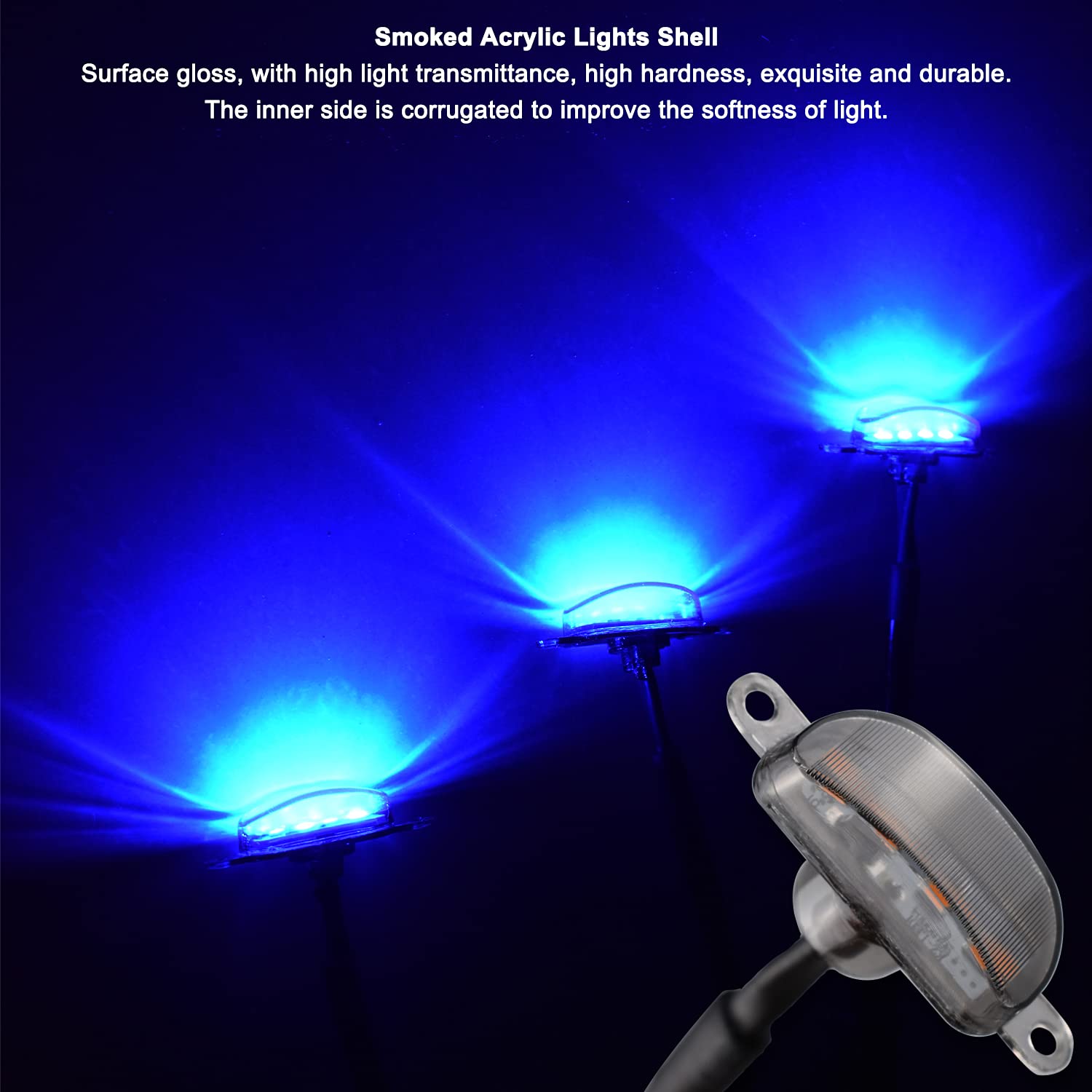 Boigoo Front Grille Lights Compatible For Ford F-150 Raptor 2004-2019 & Dodge Ram 1500 2013-2018 Aftermarket Grilles, Auto Grid Decorative Led (Blue Light Smoked Lens)