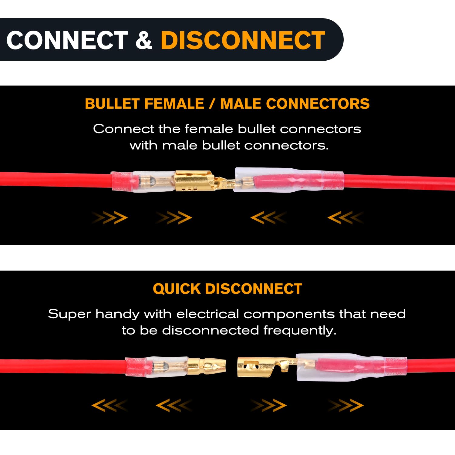 Nilight 400Pcs 3.9Mm Bullet Connectors Male And Female Brass Wire Terminals Connector With Insulation Cover For 22-16Awg Electri