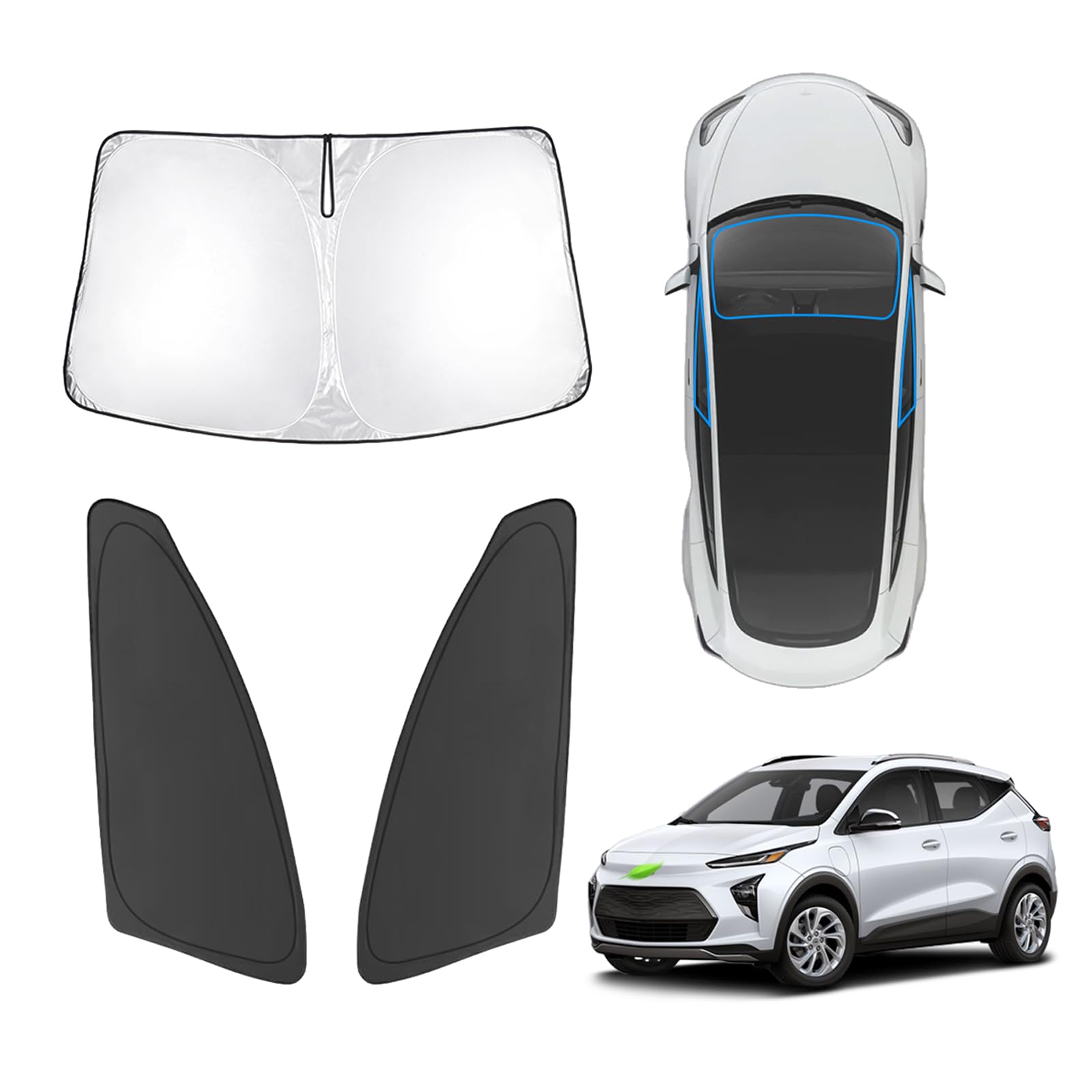 Karltys 3Pcs Windshield Sun Shade For 2022-2025 Chevy Bolt Euv (Not For Bolt Ev), Front And Side Window Sunshade Cover Custom Fi