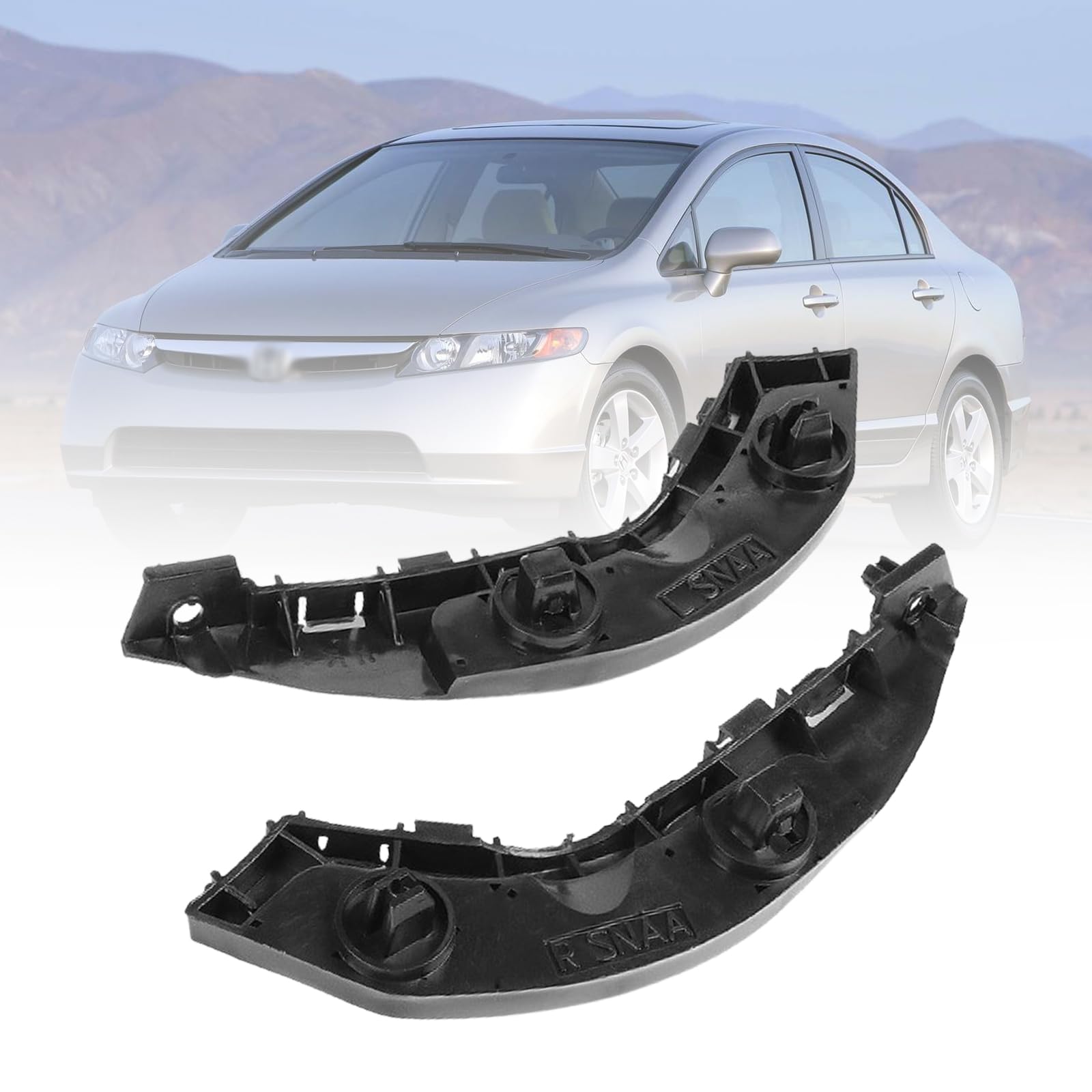 Havgufil Pair Plastic Front Bumper Bracket Left & Right Driver&Passenger Side for 2006 2007 2008 2009 2010 2011 Honda Civic Seda