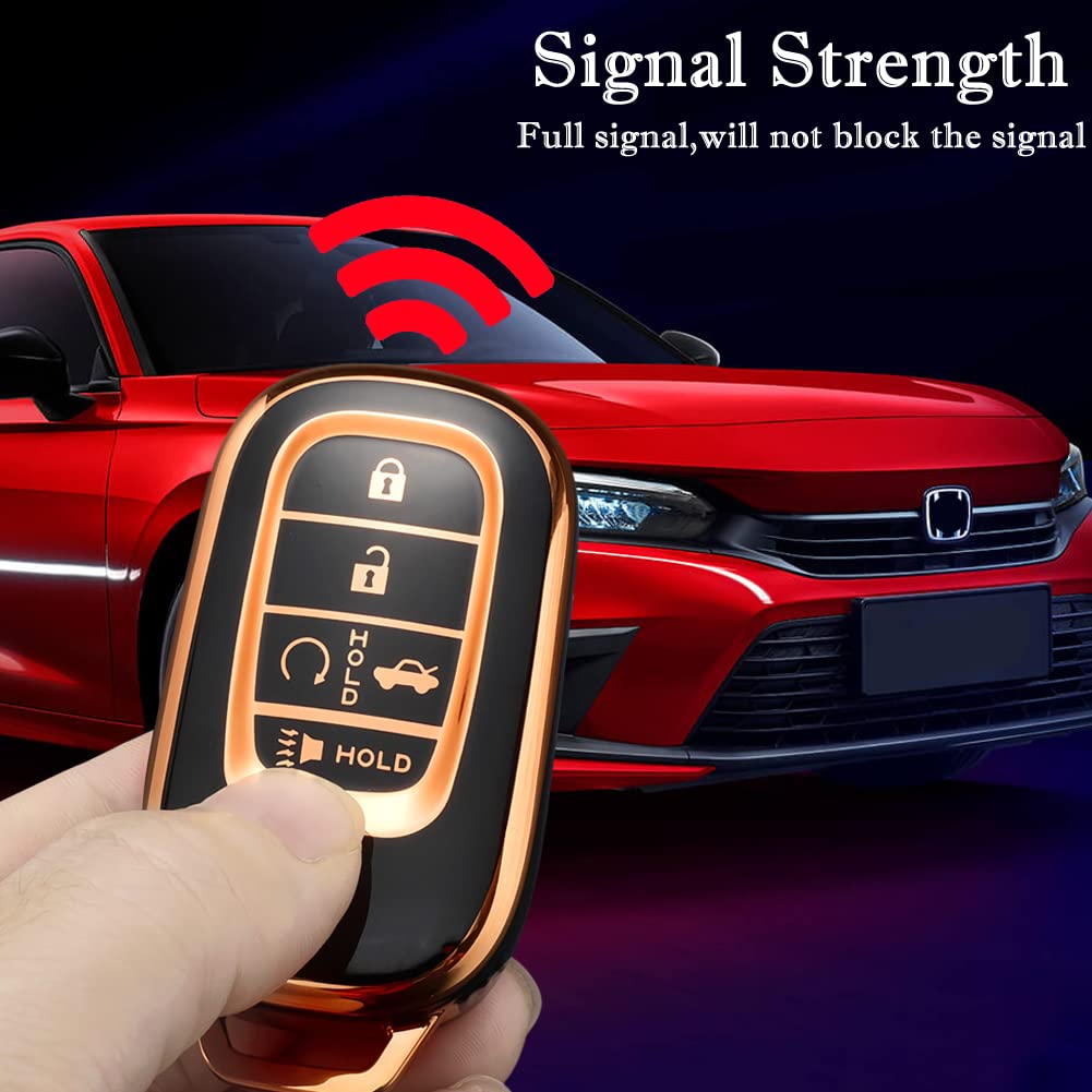 Cacacar For Honda Key Fob Cover With Keychain, Premium Soft Tpu Full Protection Key Fob Case For Honda Accord Civic Smart Remote