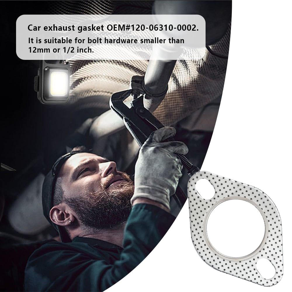 2Pcs Car Exhaust Gasket,2'' 2-Bolt Exhaust Flange Gasket Replacement Oem#120-06310-0002,Standard Exhaust Manifold Gasket Car Acc