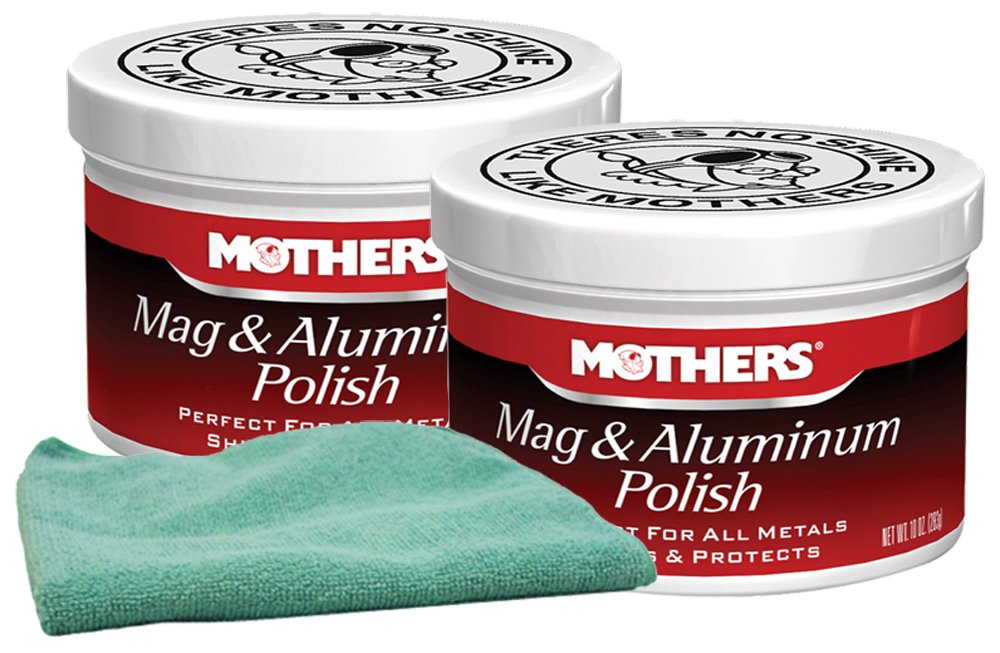 Mothers 05101 Mag & Aluminum Polish (10 oz) Bundle with Microfiber Cloth (3 Items)