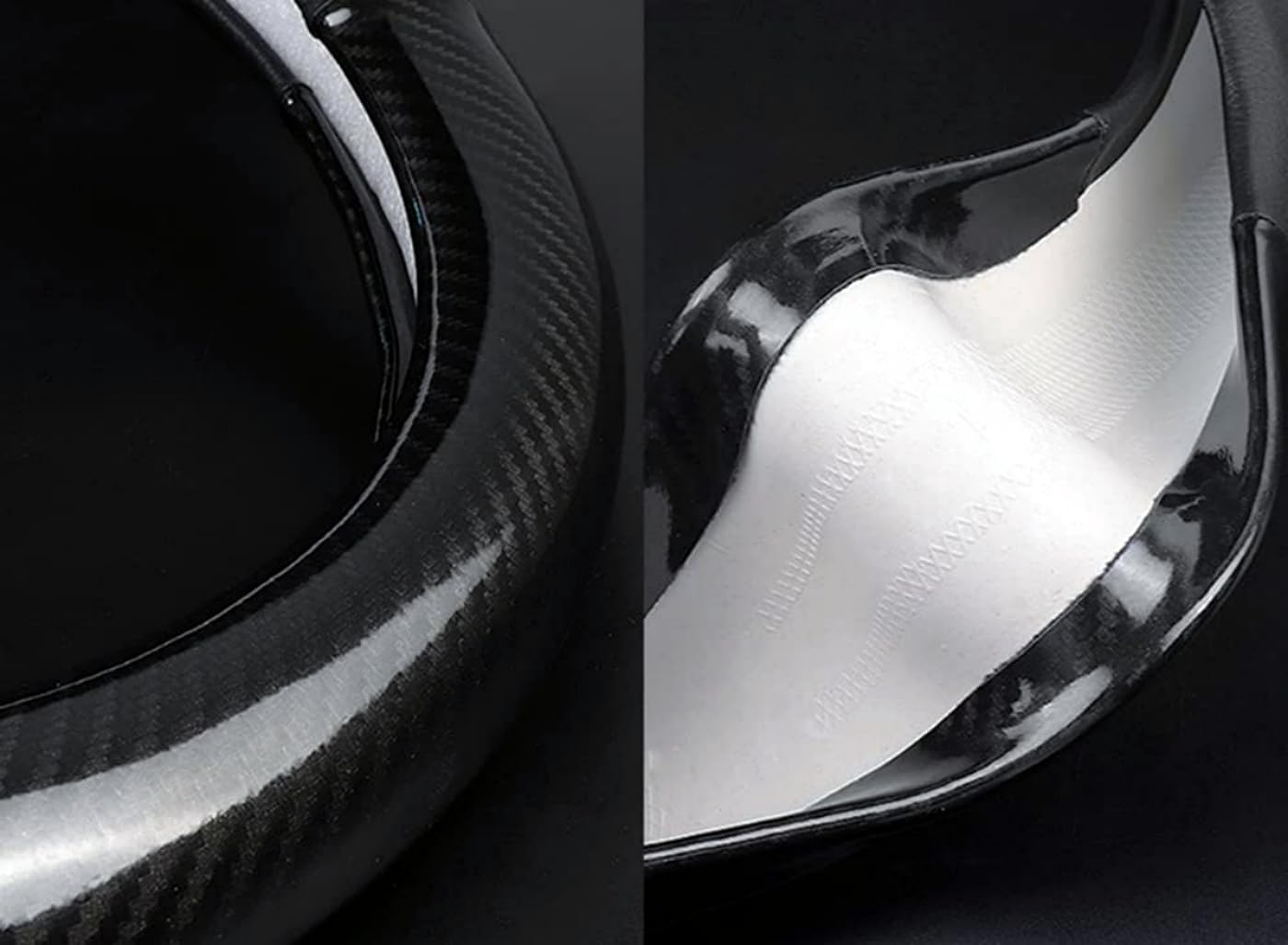 Zhol Steering Wheel Cover, Universal 15 Inch Fashion Sport Microfiber Leather Carbon Fiber Auto Car Steering Wheel Cover For Men, Anti-Slip Car Interior Accessories, Black