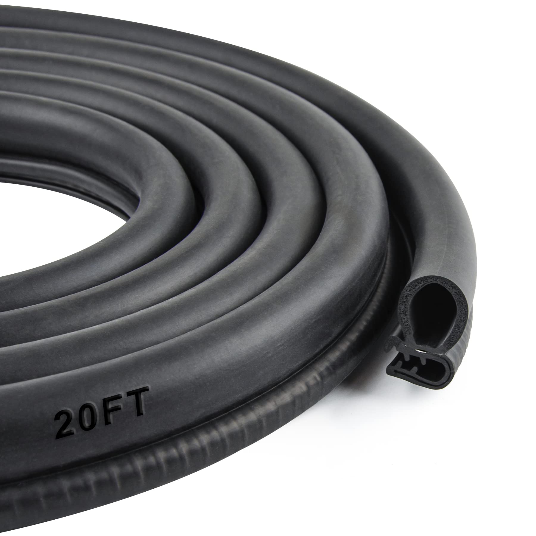 Car Door Rubber Seal Strip with Side Bulb, 20 Feet PVC Bulb Trim with EPDM Automotive Rubber Weather Stripping for Cars, Boats, 