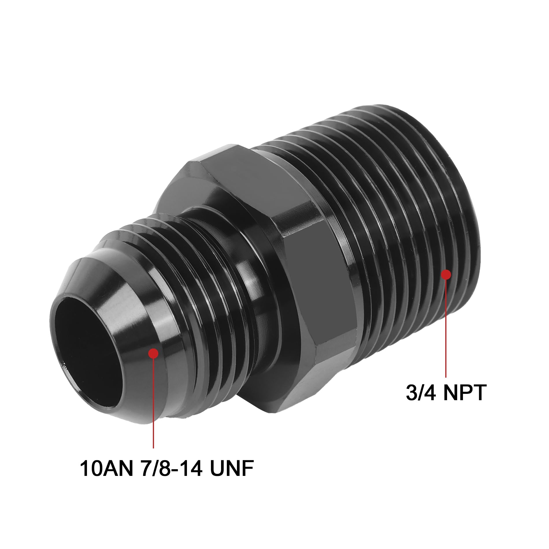 Evil Energy 10An Male Flare To 3/4'' Npt Pipe Fitting Adapter Straight Aluminum Black