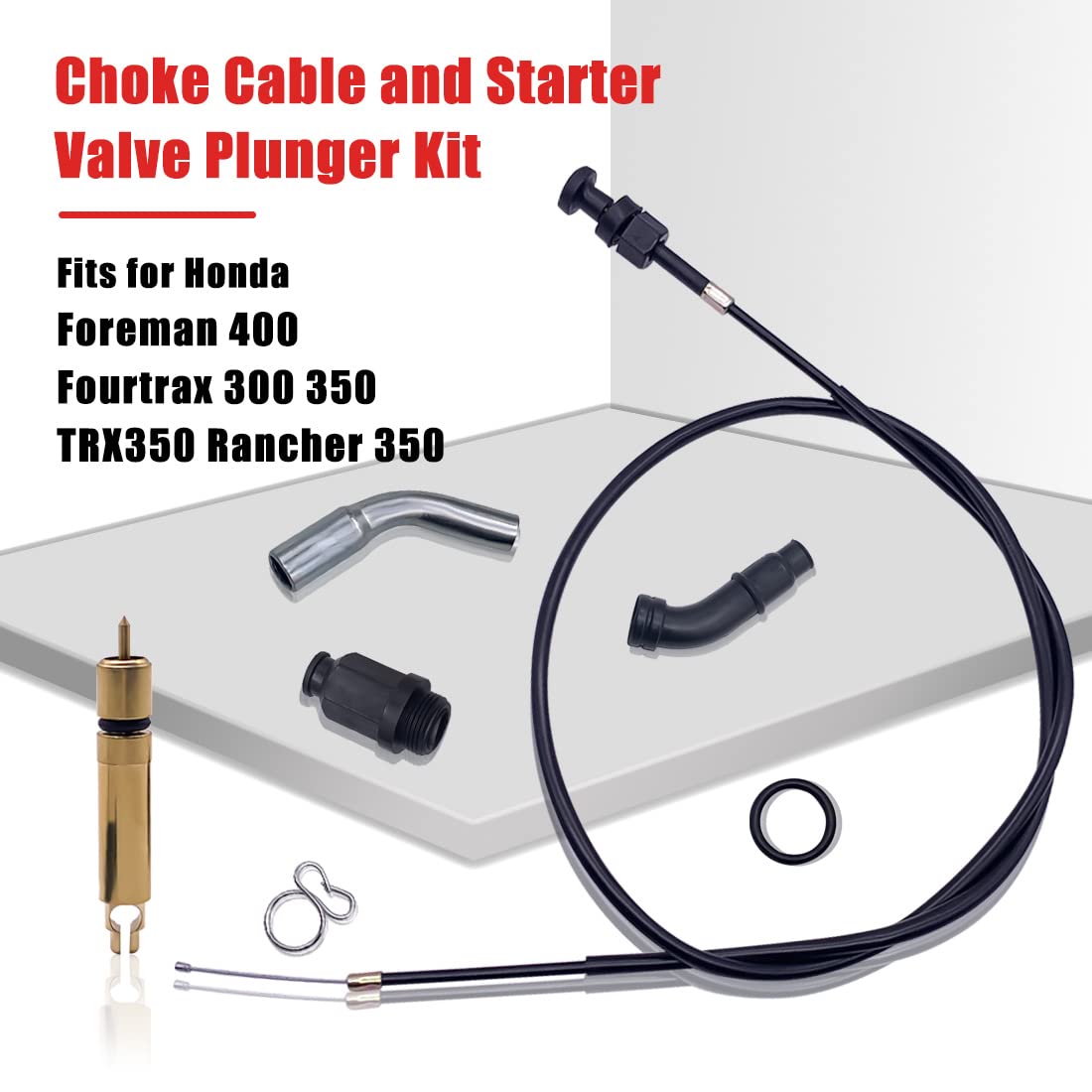 Carburetor Choke Cable And Starter Valve Plunger Kit Compatible With Honda Trx350 Rancher 350 Fourtrax 300 350 Foreman 400 Choke Cable 17950-Hn5-671