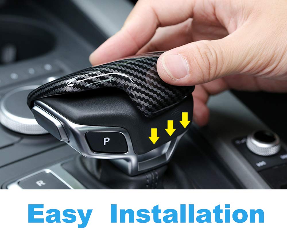 Jinzhao Sport Style Carbon Fiber Print Gear Shift Knob Cover Trim Replacement For Au-Di A4 S4 2017-2023 /A4 Allroad 2017-2022/ A5 S5 2017-2023/ Q5 2017-2023/Sq5 2018-2023/ Q7 2017-2019/