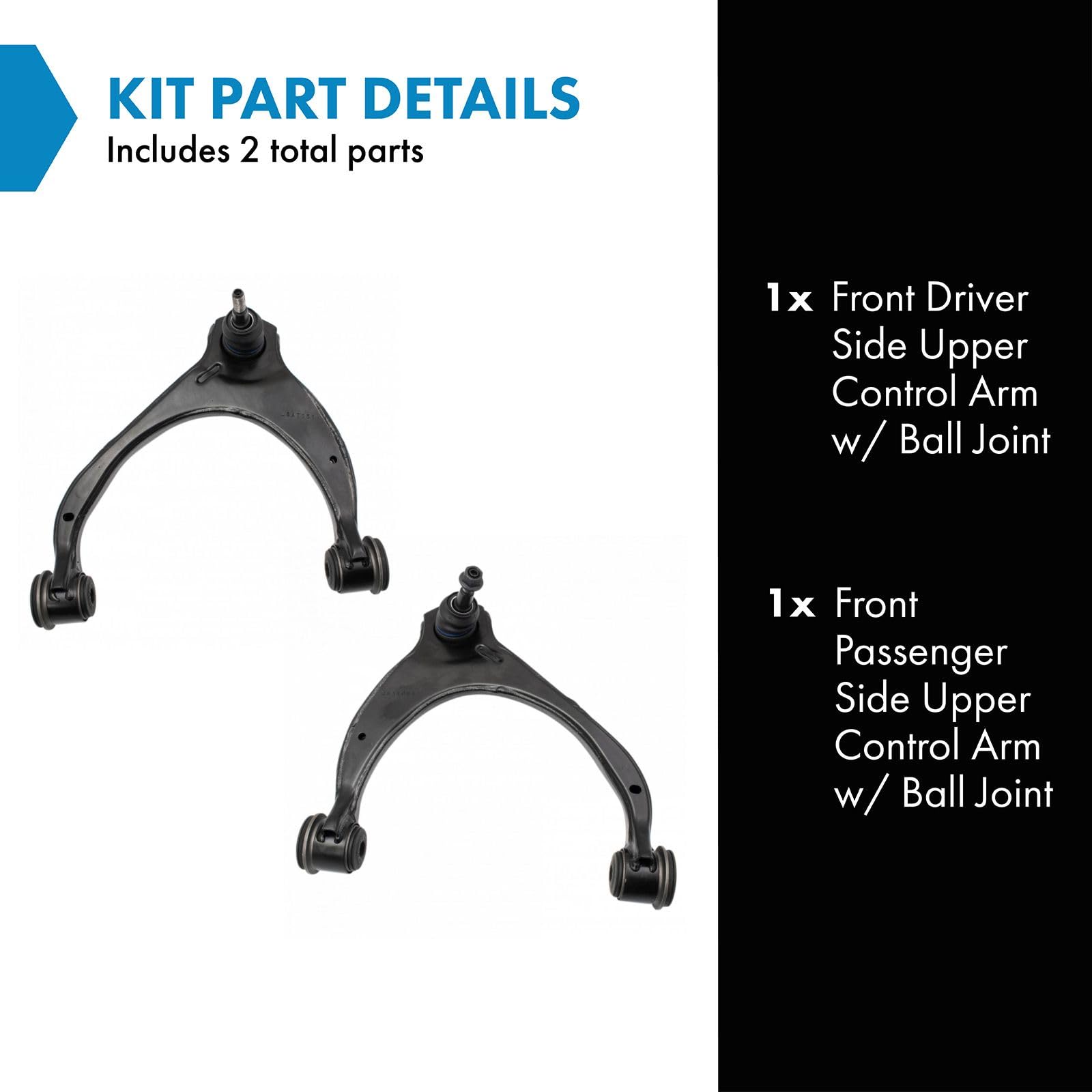 Trq Front Upper Control Arm With Ball Joint Set Compatible With 16-20 Cadillac Chevrolet Gmc