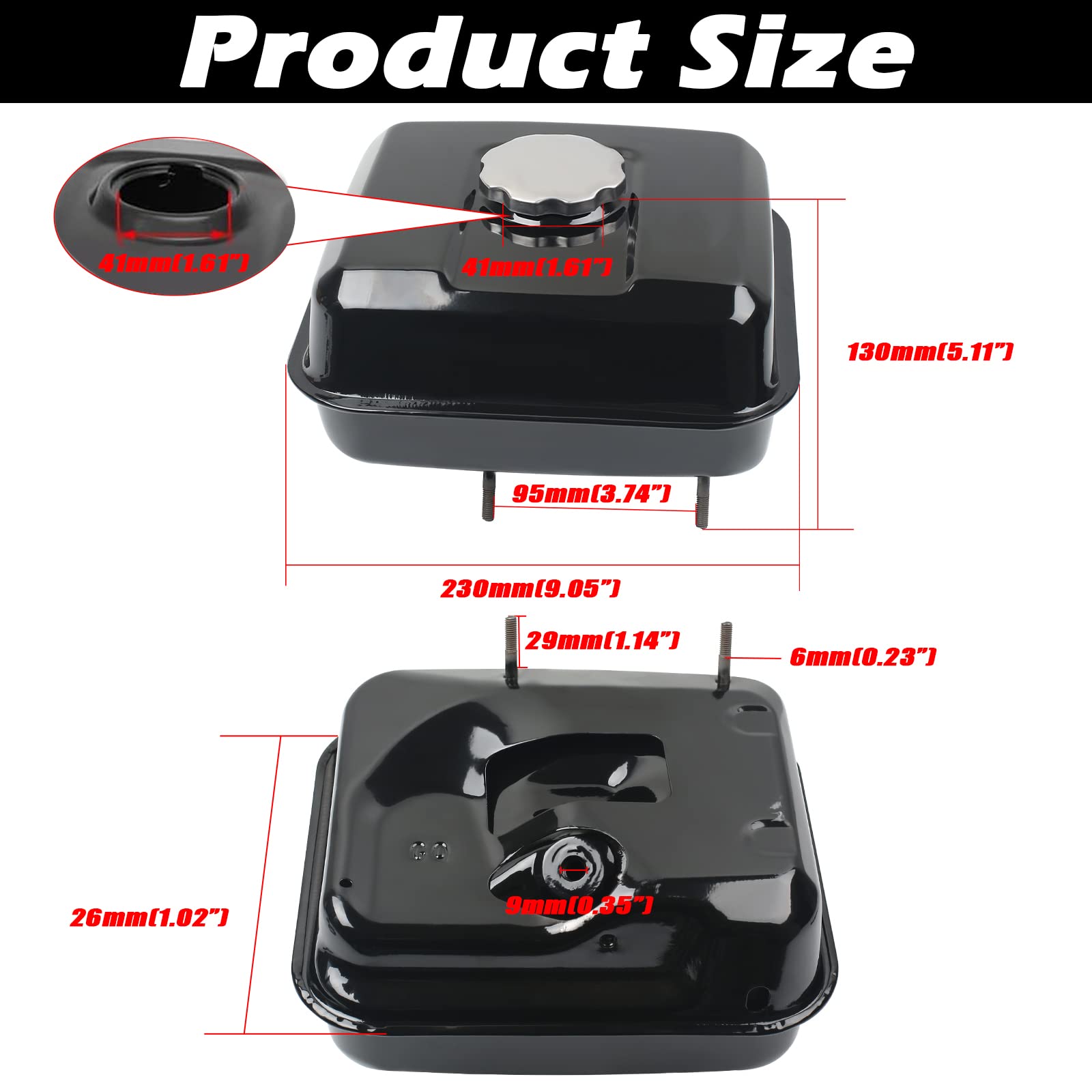 3L Gas Fuel Tank Kit, Replacement for Honda GX200 GX160 GX140 Engine, Harbor Freight Predator 196CC 212CC R210 Engine, Baja Warr