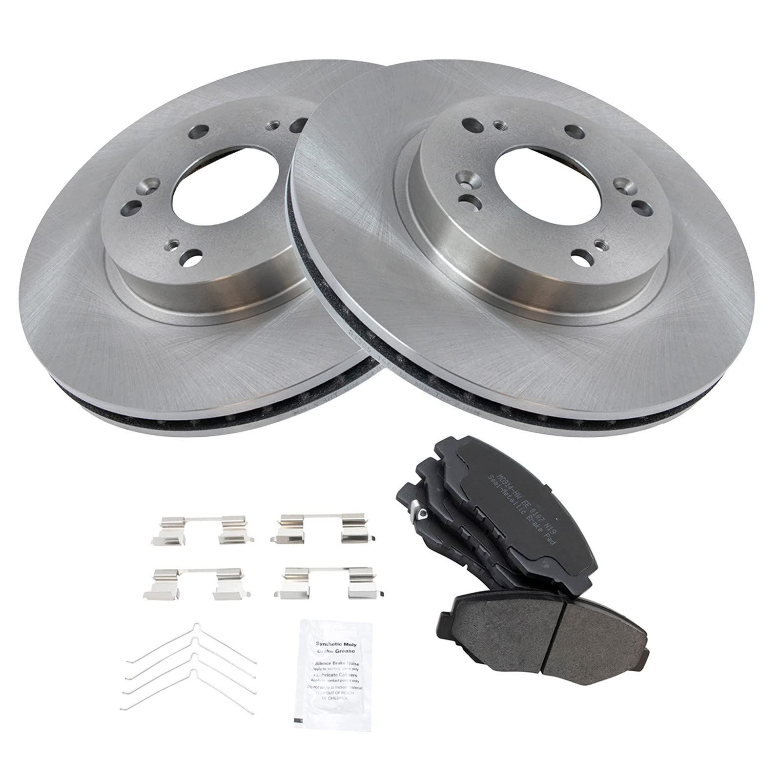 Trq Front Brake Pad & Rotor Kit Brake Pads Brake Rotor Semi-Metallic Compatible With 2002-2004 Honda Cr-V