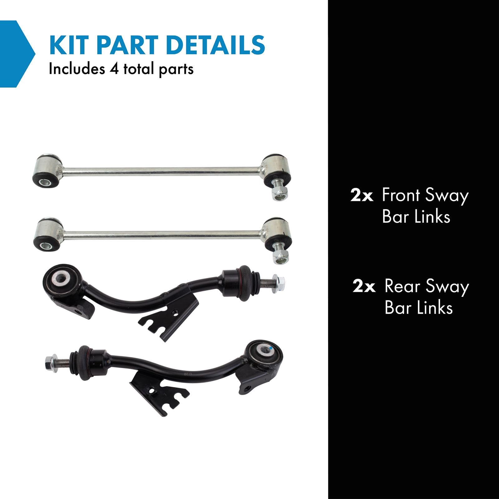 Trq Sway Bar Stabilizer Link Set Front & Rear Compatible With 03-05 E320 06-09 E350 04-06 E500 07-09 E550