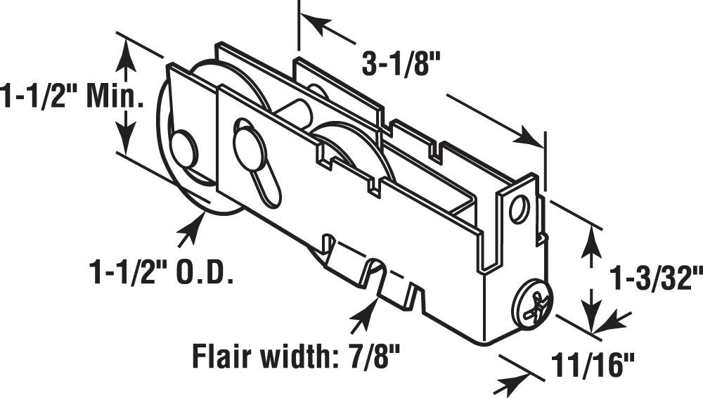 Prime-Line D 1553 1-1/2 In. Nylon Ball Bearing Tandem Roller Assembly, Fleetwood (Single Pack)