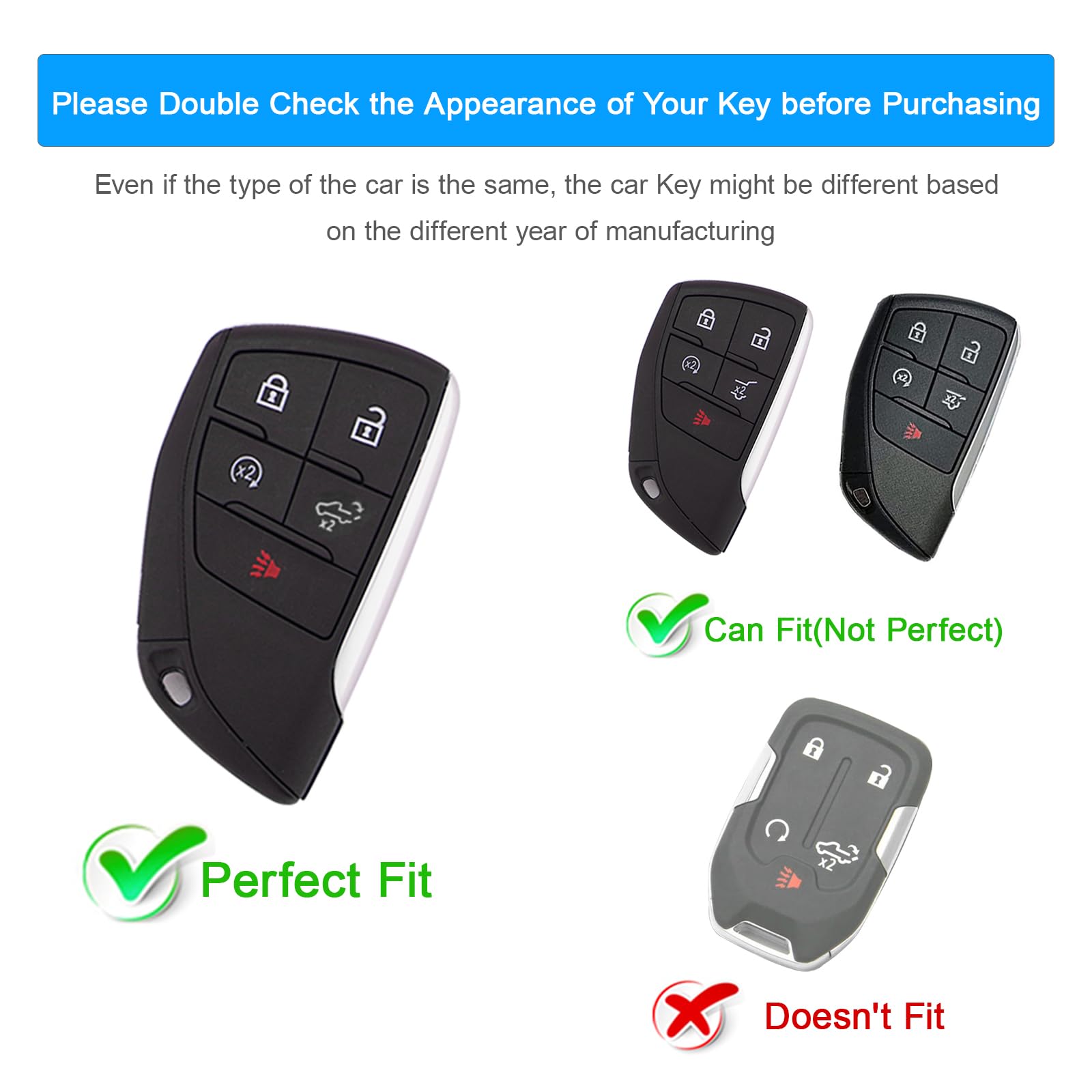 Koaudb Key Fob Cover Compatible With 2022 2023 2024 2025 Chevy Silverado 1500 Gmc Sierra 1500, For 2024 2025 Silverado Sierra 25