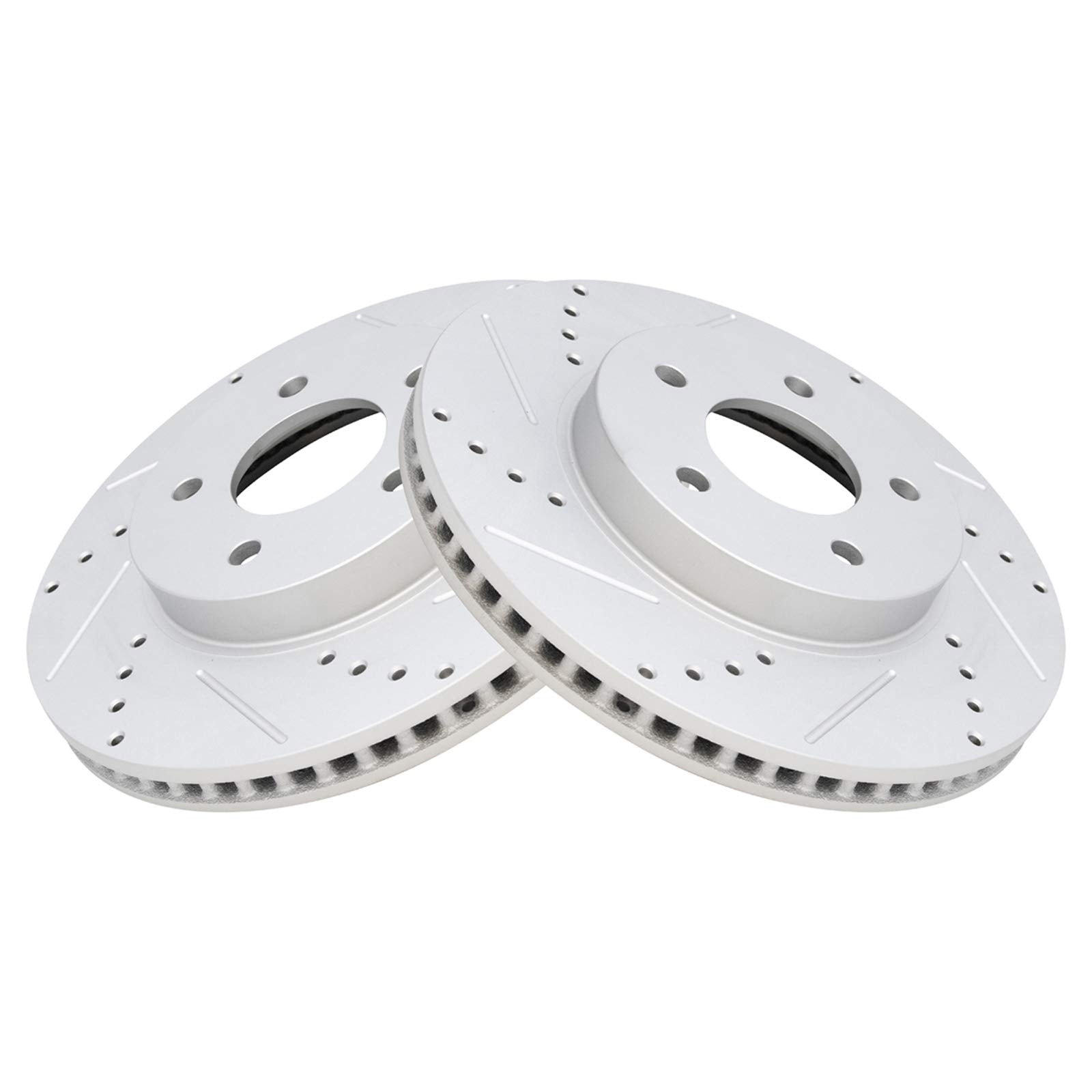 Trq Front Performance Brake Rotors Set Premium G-Coated Cross Drilled & Slotted Compatible With 2005-2006 Chevrolet Equinox 2006