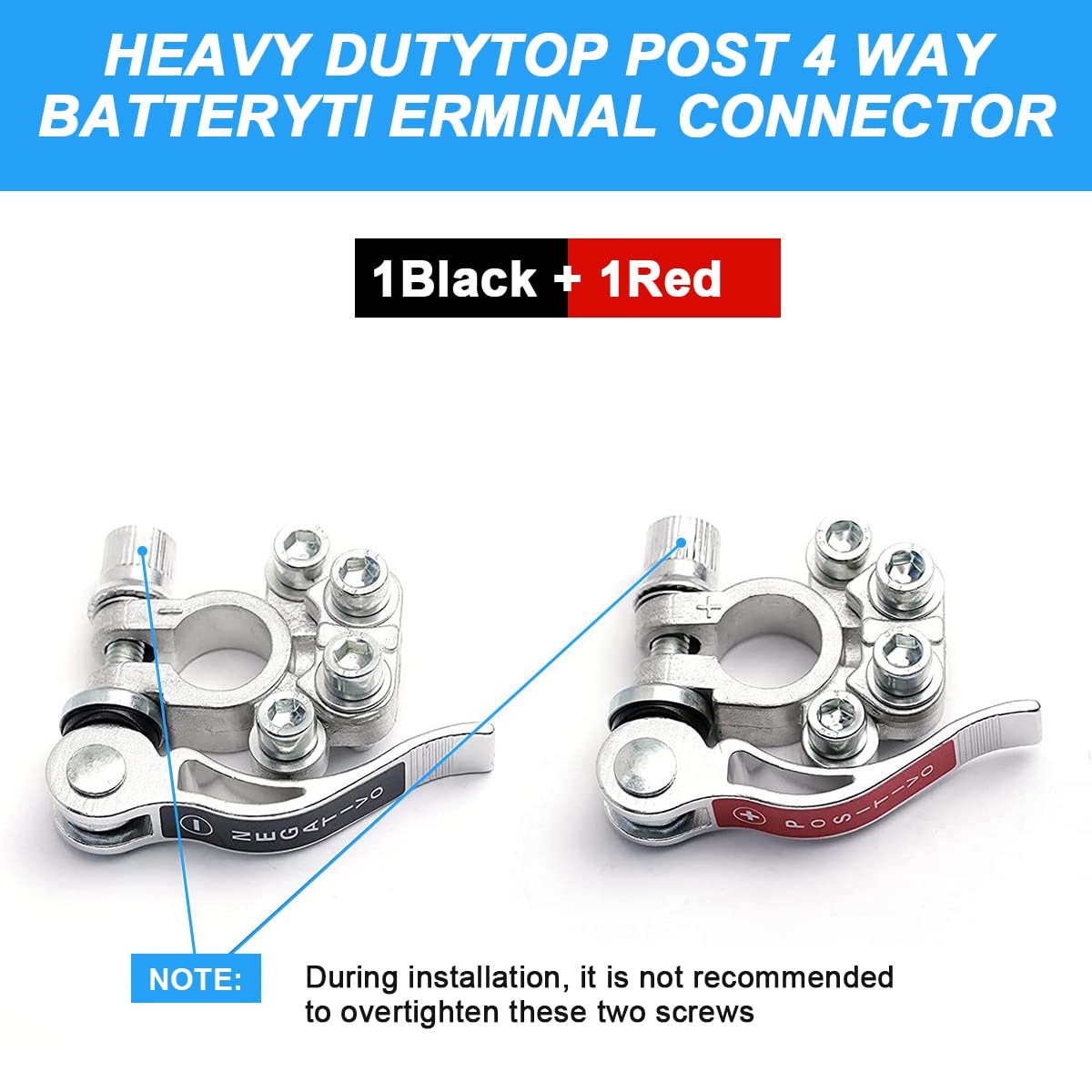 Car Battery Terminal Connectors, 2Pcs 4 Way Quick Release Disconnect Battery Terminals, Positive Negative Battery Cable Ends For Sae/Jis Type A Posts, Universal For Cars, Vans, Trucks (Silver-1)