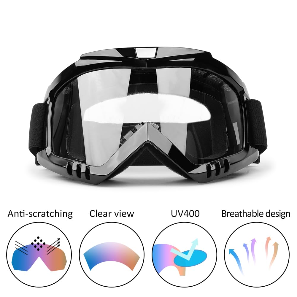 Professional Motorcycle Motocross Goggles 2-Pack Dirt Bike Atv Riding Racing Wide Vision Glasses Anti-Fog Scratch Windproof Dust