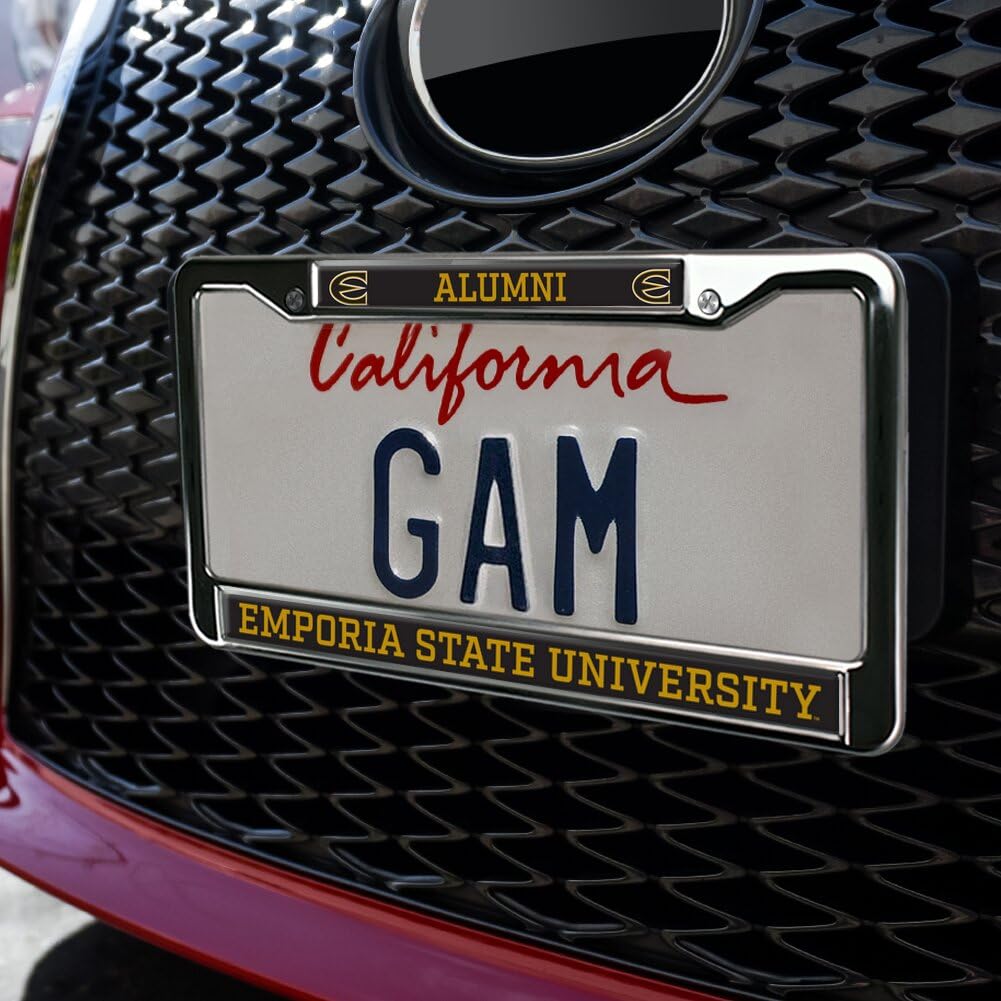 GRAPHICS & MORE Metal License Plate Frame - Emporia State University Alumni, Full Size, Hornets Color