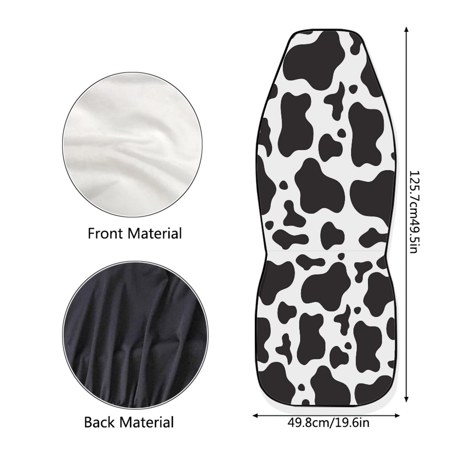 Dreaweet 2 Pcs Cute Cow Print Car Front Seat Covers,Cute Cow Pattern Auto Bucket Seats Protector Fit for SUV/Trucks/Sedans