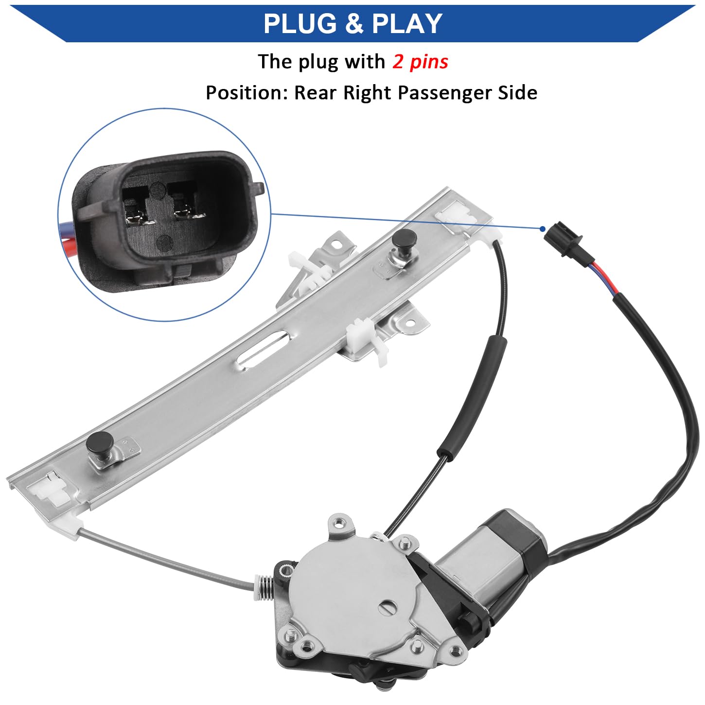 Obaee 751-713 Rear Right Passenger Side Power Window Regulator with Motor Compatible with Ford Escape 2008 2009 2010 2011 2012,