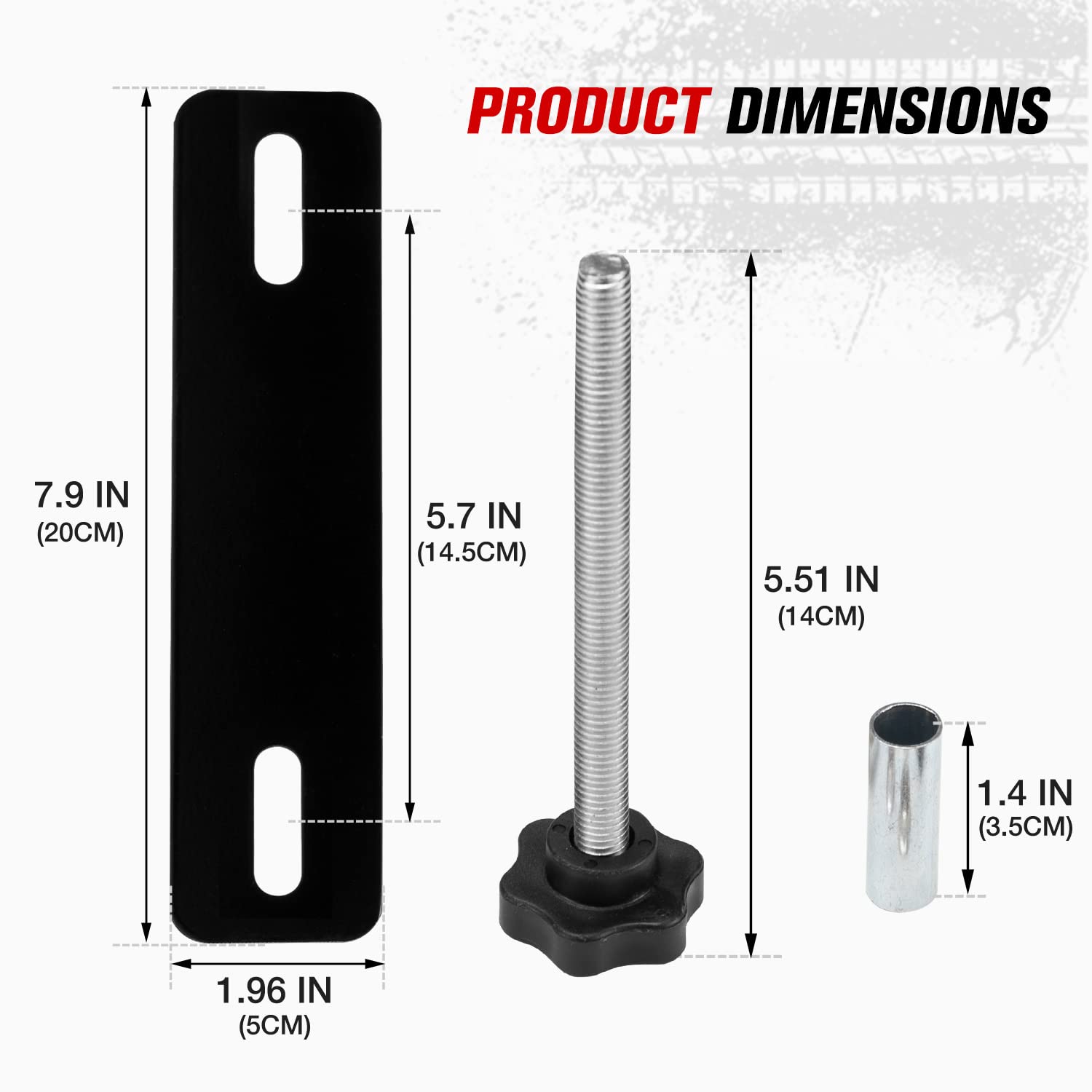 FIERYRED Traction Board Mount Pins, Anti-Rust Kit for 4.72"-6.69" Hole Spacing, Black, Model K-BI-RTK-TMP-VOR,
